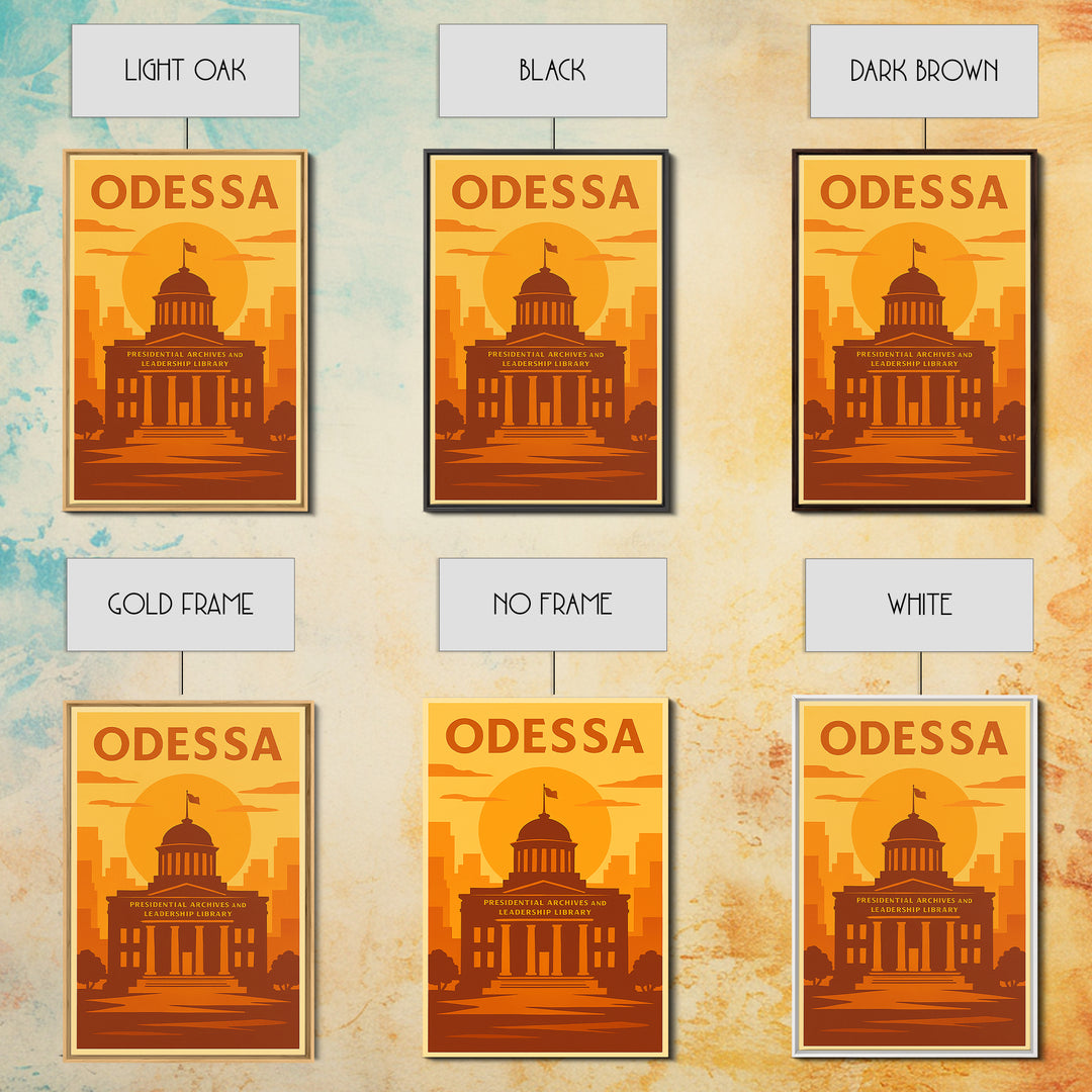 Odessa Texas Travel Poster, Canvas Print, Golden Poster Art, Odessa Art Print, Retro Travel Print, Vintage Travel Print, City Illustration