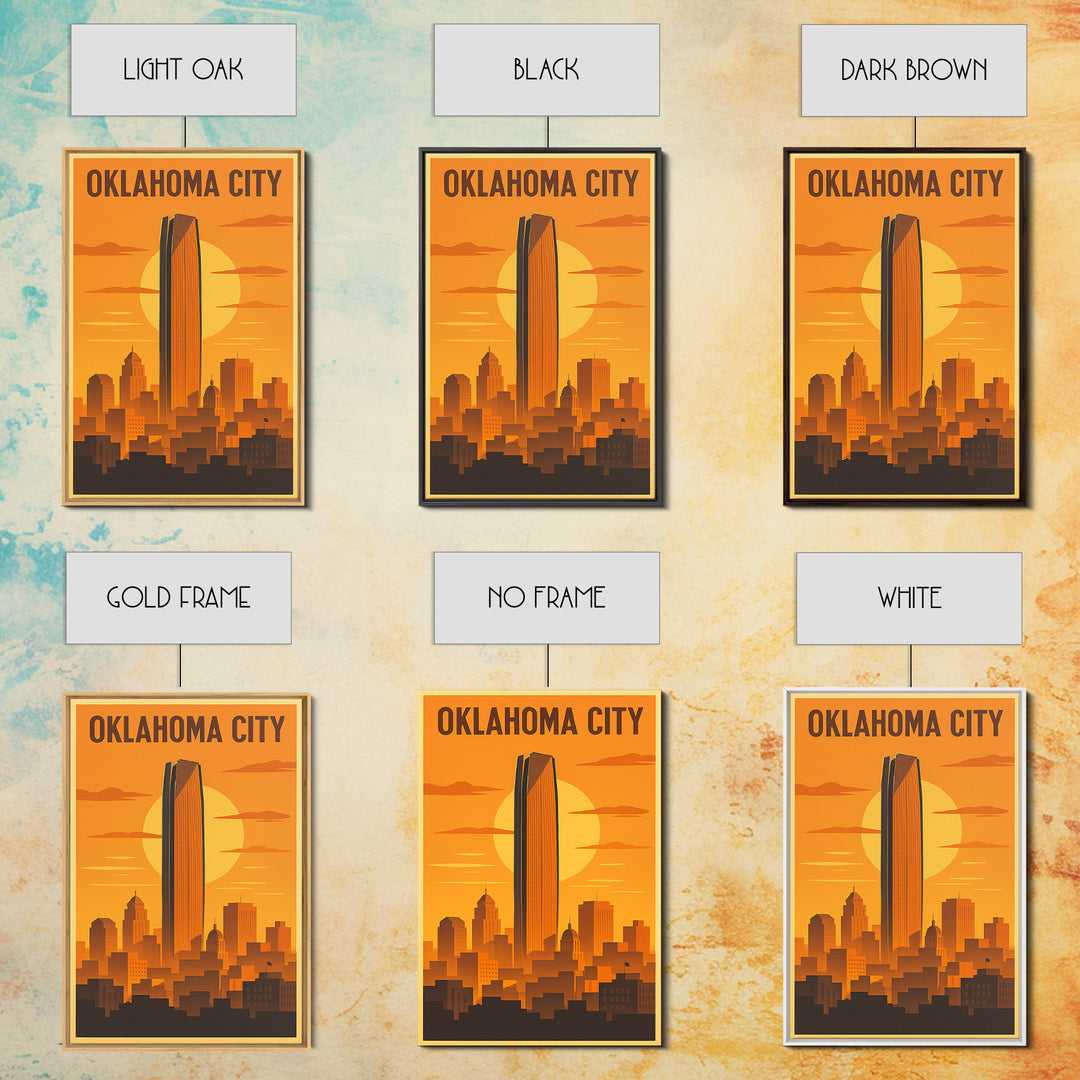 Oklahoma City Oklahoma Travel Poster, Framed Canvas Print, Vintage Deco Wall Art, Oklahoma City Wall Art, Travel Wall Art, Vintage City Art