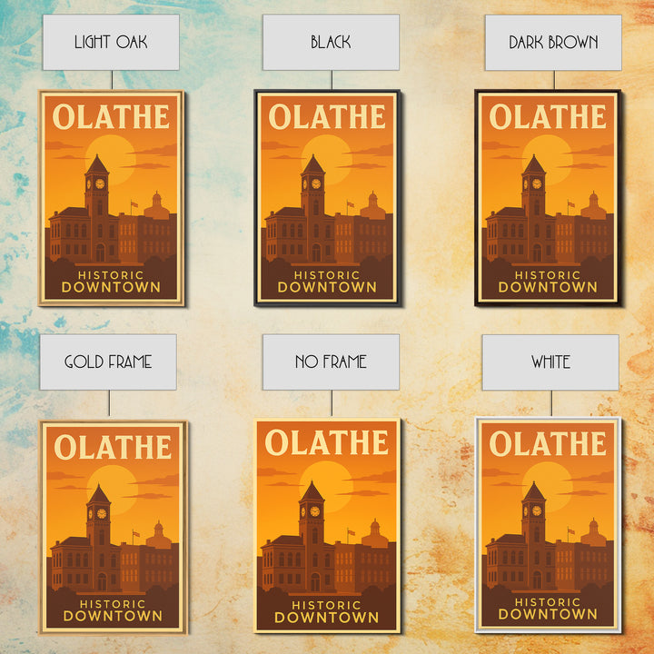 Olathe Kansas Travel Poster, Framed Canvas Print, Gold Art Deco Poster Art, Olathe Wall Art, Travel Poster Art, Home Office Decor, Art Print