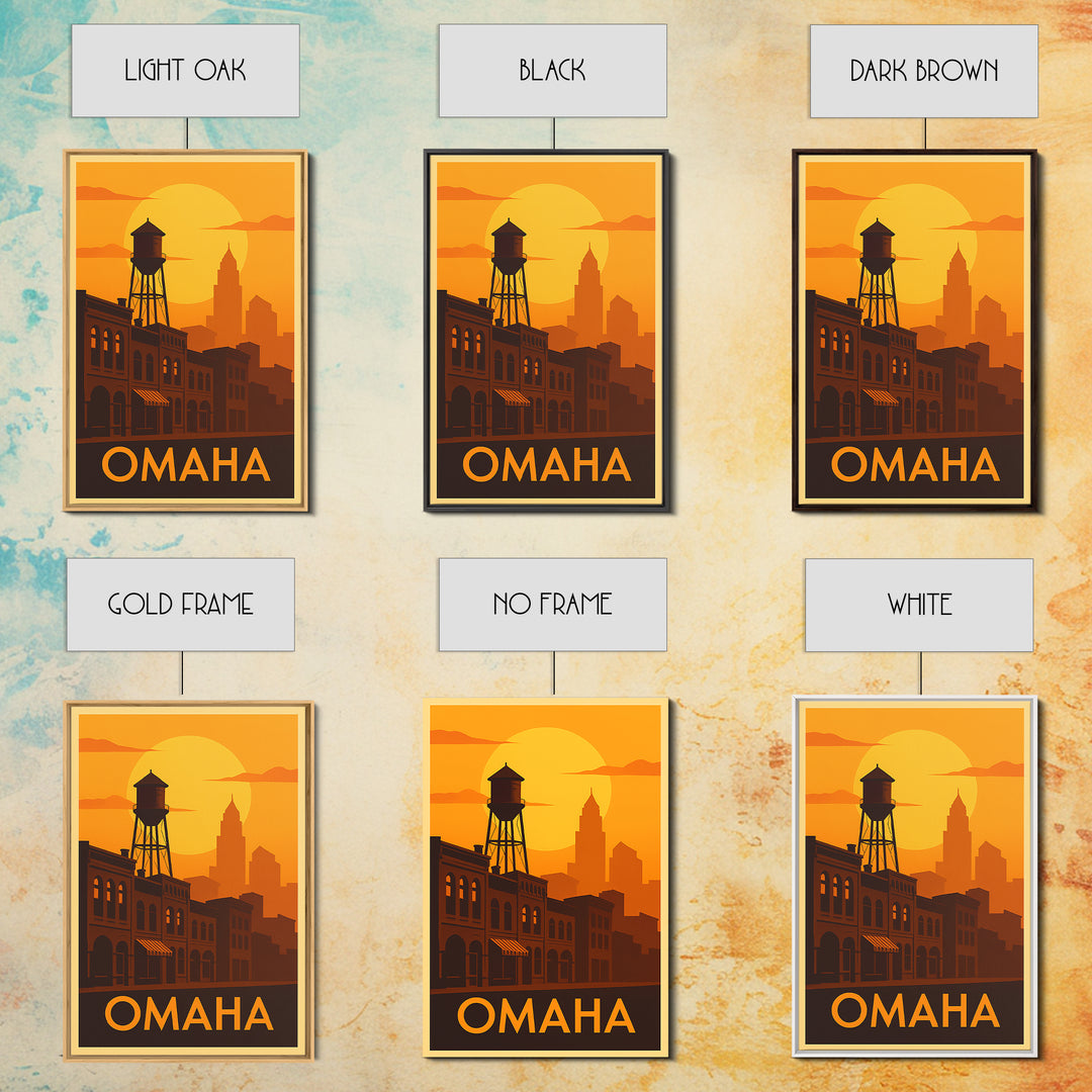 Omaha Travel Poster, Canvas Print, Gold Art Deco Poster Art, Omaha Art Print, Home Office Decor, Eclectic Wall Decor, Wanderlust Decor