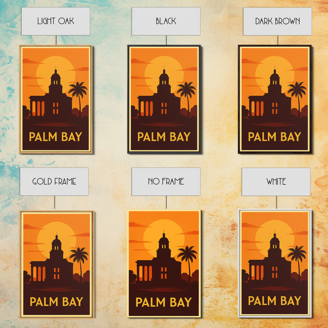 Palm Bay Travel Poster, Framed Canvas Print, Vintage Deco Wall Art, Palm Bay Poster Print, City Travel Prints, City Art Print, Design 2