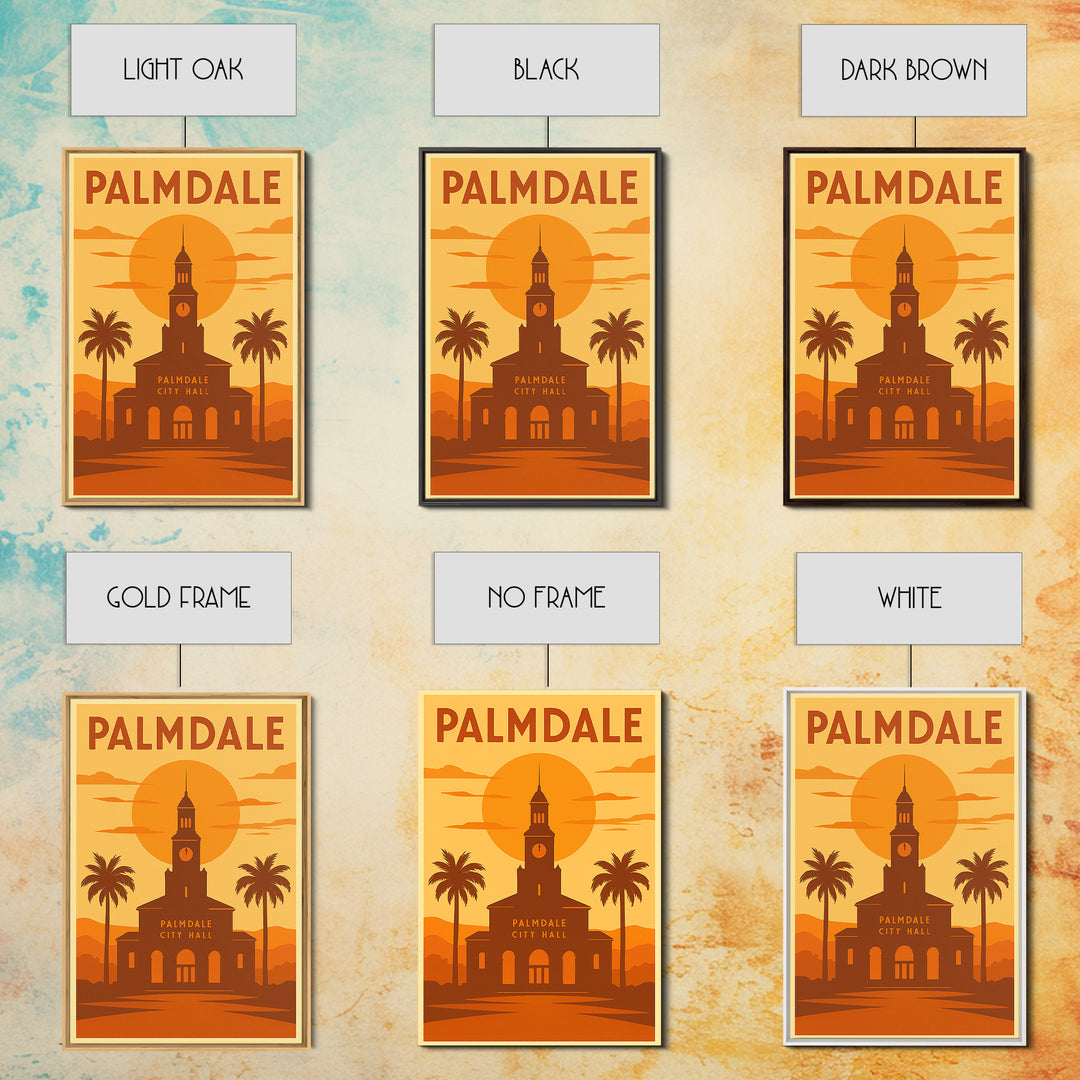 Palmdale California Travel Poster, Canvas Print, Gold Art Deco Poster Art, Palmdale Art Print, Travel Art, Wanderlust Decor, Travel Prints
