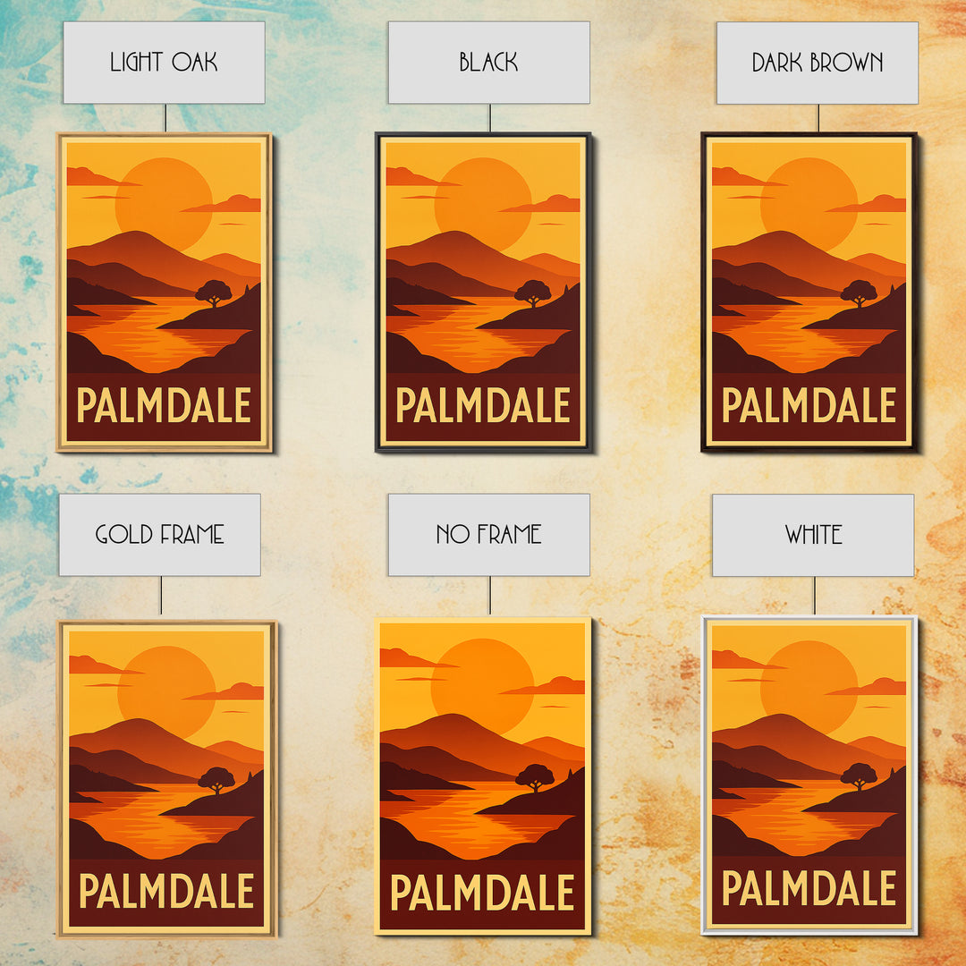 Palmdale Travel Poster, Canvas Print, Golden Travel Poster Art, Palmdale Wall Art, Modern Wall Decor, Watercolor Cityscape, Travel Gift