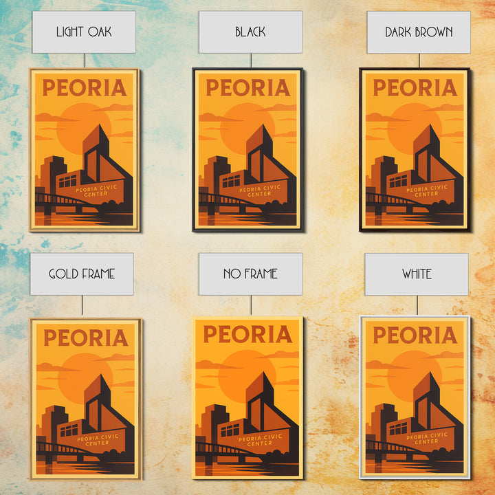 Peoria Arizona Travel Poster, Canvas Print, Golden Poster Art, Peoria Poster Print, Retro Travel Print, City Travel Prints, Travel Decor