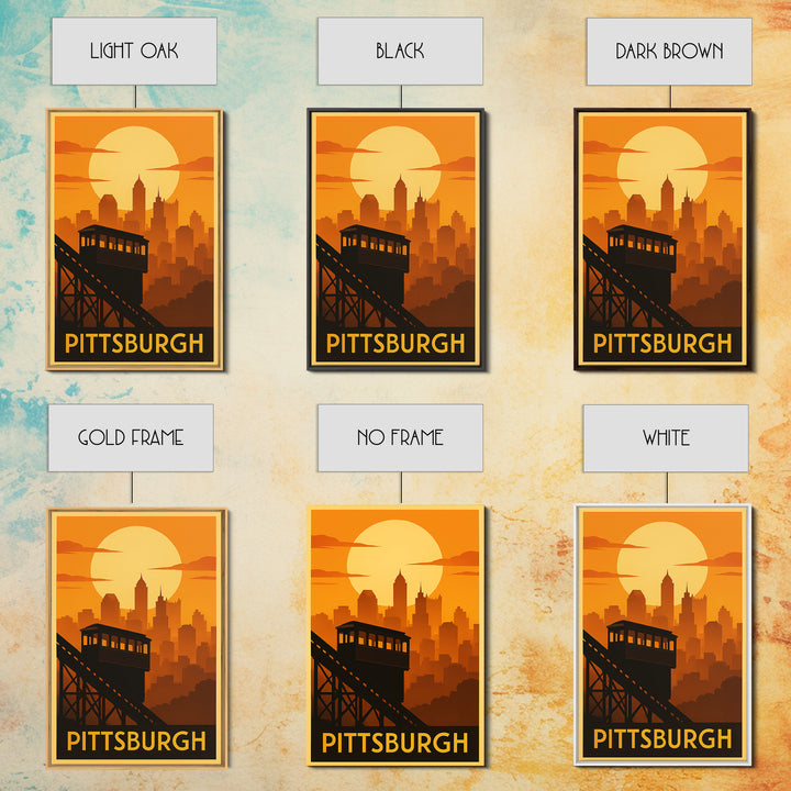 Pittsburgh Travel Poster, Framed Canvas Print, Gold Art Deco Poster Art, Pittsburgh Poster Print, Travel Poster Art, Travel Wall Art