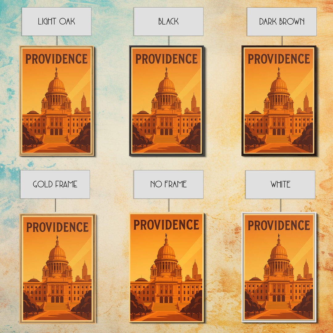 Providence Rhode Island Travel Poster, Canvas Print, Warm Sunset Silhouette Art, Providence Print, Gift For Travelers, Travel Wall Art