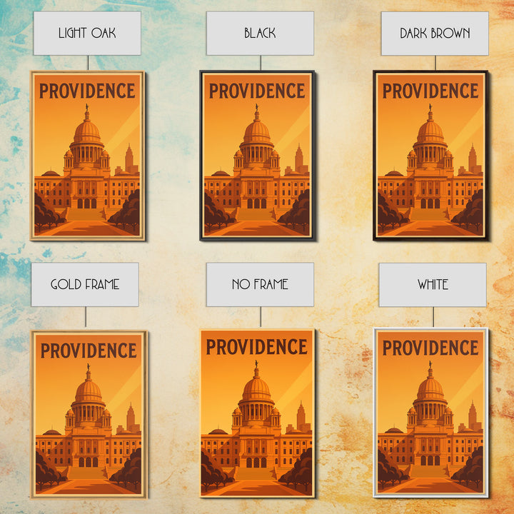 Providence Rhode Island Travel Poster, Canvas Print, Warm Sunset Silhouette Art, Providence Print, Gift For Travelers, Travel Wall Art