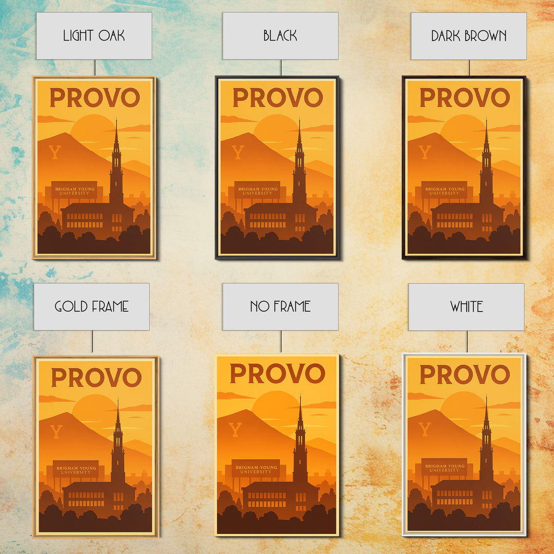 Provo Utah Travel Poster, Canvas Print, Golden Travel Poster Art, Provo City Art, Wanderlust Decor, Gift For Travelers, Travel Wall Art