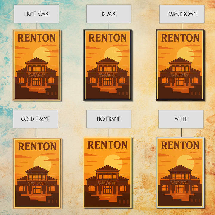 Renton Washington Travel Poster, Canvas Print, Warm Sunset Silhouette Art, Renton Art Print, Modern Wall Decor, Wall Art, Fine Art Print