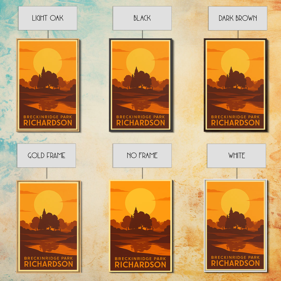 Richardson Travel Poster, Canvas Print, Warm Sunset Silhouette Art, Richardson Travel Art, Watercolor Skyline Art, Mid Century Wall Art