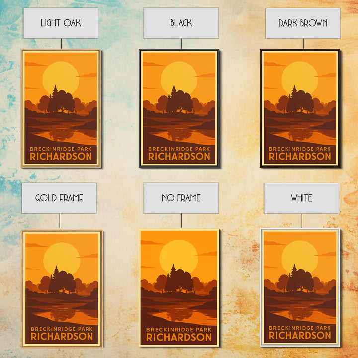 Richardson Travel Poster, Canvas Print, Warm Sunset Silhouette Art, Richardson Travel Art, Watercolor Skyline Art, Mid Century Wall Art