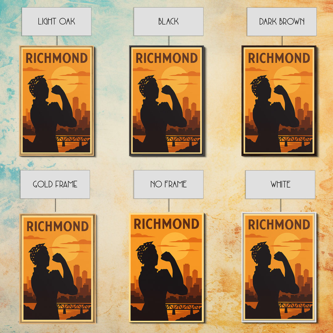 Richmond Virginia Travel Poster, Canvas Print, Golden Travel Poster Art, Richmond Wall Art, Travel Art Print, Travel Poster Art, Wall Art