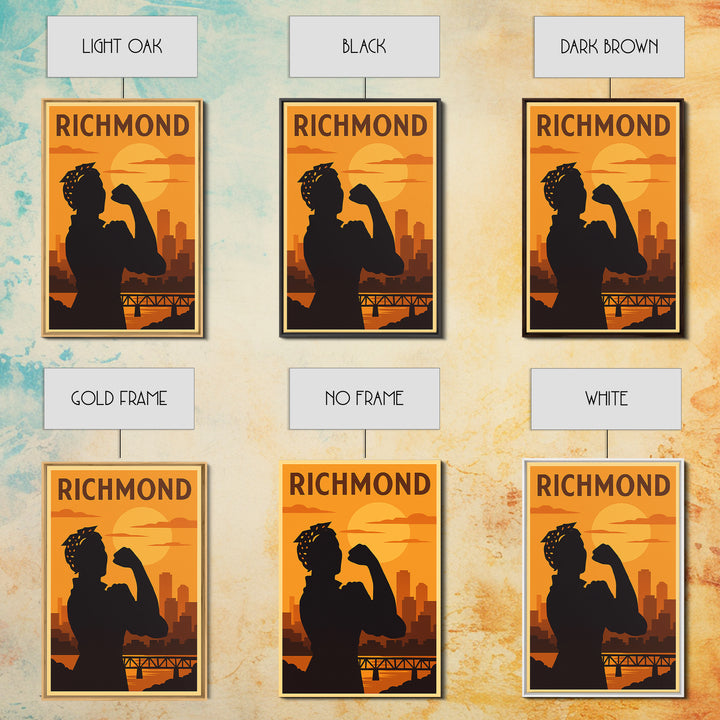 Richmond Virginia Travel Poster, Canvas Print, Golden Travel Poster Art, Richmond Wall Art, Travel Art Print, Travel Poster Art, Wall Art