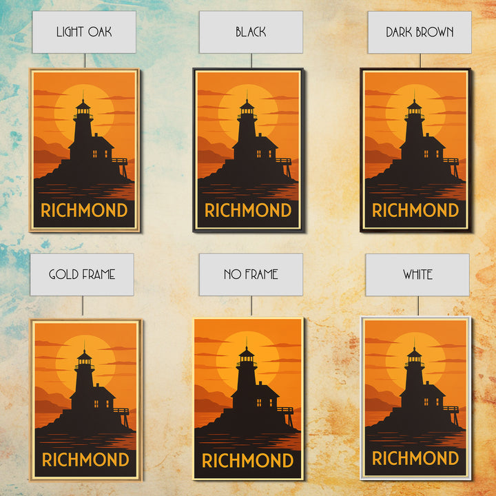 Richmond Travel Poster, Canvas Print, Warm Sunset Silhouette Art, Richmond Art Print, Home Office Decor, Travel Wall Art, Travel Poster Art