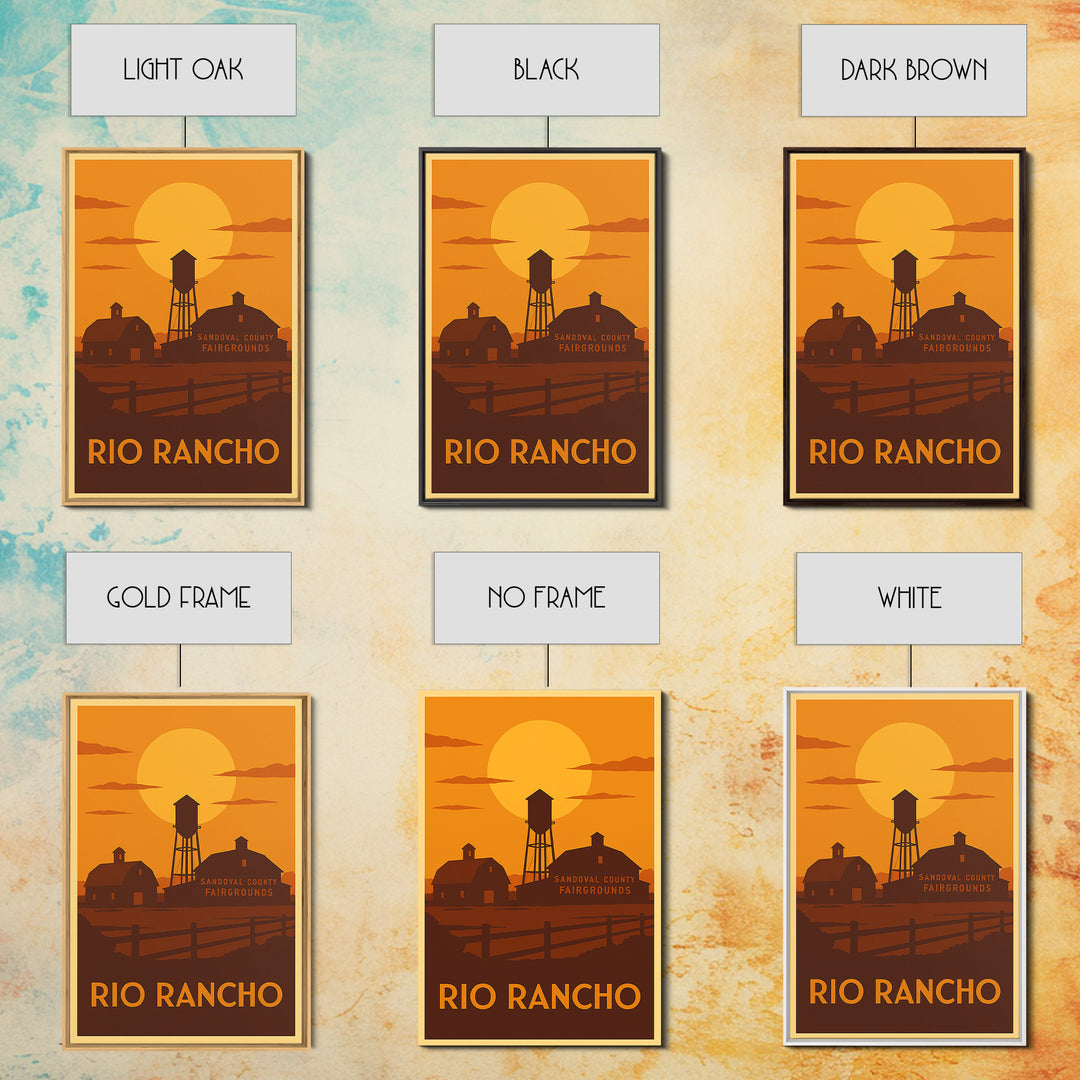 Rio Rancho Travel Poster, Framed Canvas Print, Warm Sunset Silhouette Art, Rio Rancho City Art, Travel Poster Art, Home Office Decor