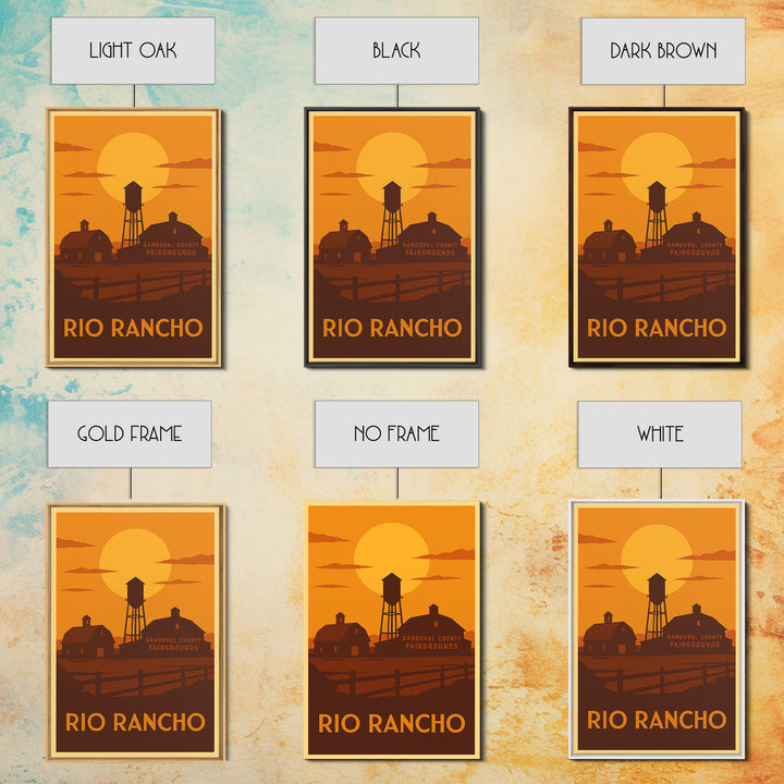 Rio Rancho Travel Poster, Framed Canvas Print, Warm Sunset Silhouette Art, Rio Rancho City Art, Travel Poster Art, Home Office Decor