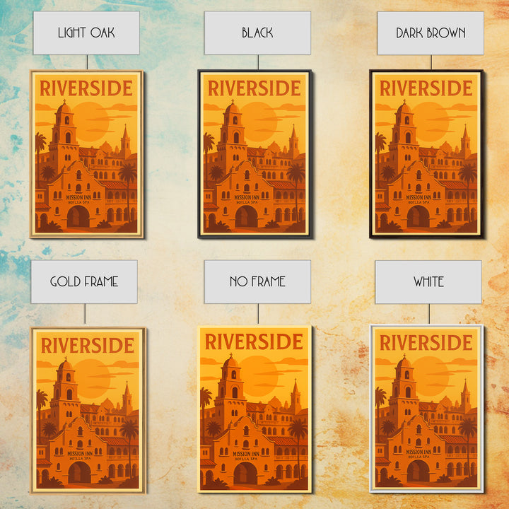 Riverside California Travel Poster, Framed Canvas Print, Golden Travel Poster Art, Riverside City Art, Living Room Wall Art, Travel Wall Art