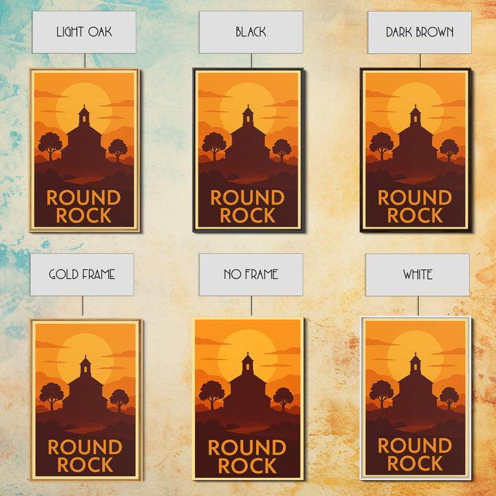 Round Rock Travel Poster, Canvas Print, Gold Art Deco Poster Art, Round Rock Wall Art, Travel Wall Art, Travel Poster Set, Fine Art Print