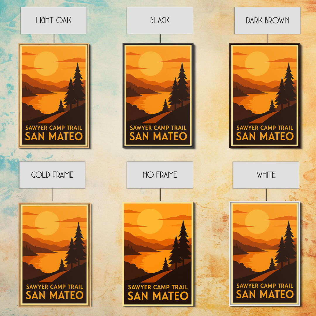 San Mateo Travel Poster, Canvas Print, Warm Sunset Silhouette Art, San Mateo Travel Art, City Travel Prints, Vintage Travel Art
