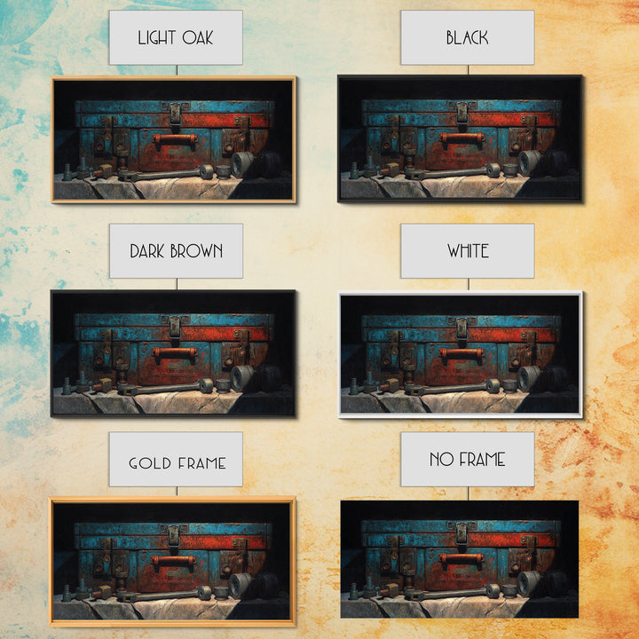 Old Toolbox with Oil Stained Rag Still Canvas Print, Garage Art, Garage Art Poster Download, Garage Decor, Abstract Art, Motor, GAR-2x1-71