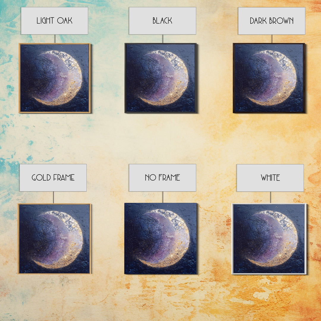 Minimal Moon and Stars Composition Framed Canvas Print, Guest Bedroom Art, Art Print, Bedroom Decor, Fine Art, Guest, GBA-1x1-40
