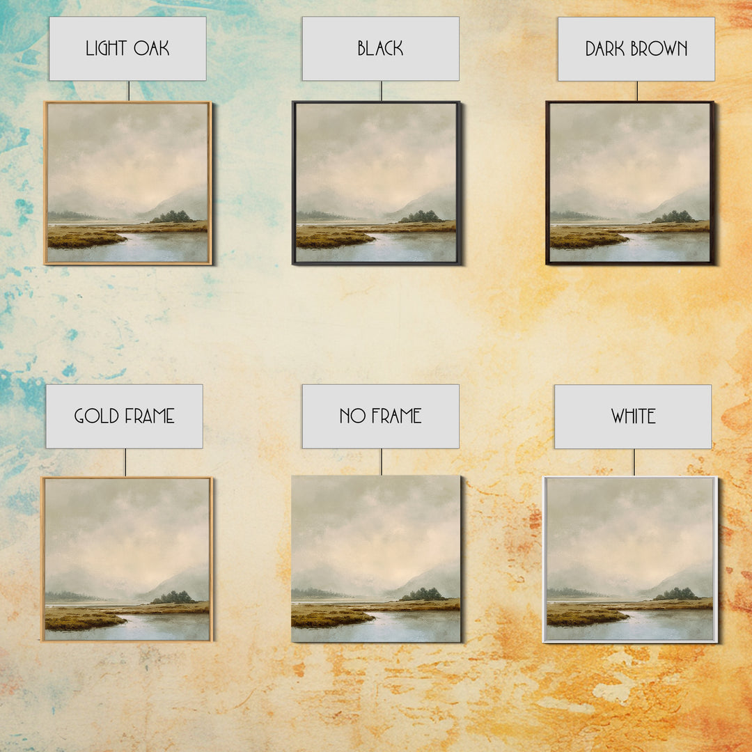 Soft Mountain Horizon Framed Canvas Print, Guest Bedroom Art, Bedroom Decor, Oil Painting, Guest, Above Bed Decor, GBA-1x1-7