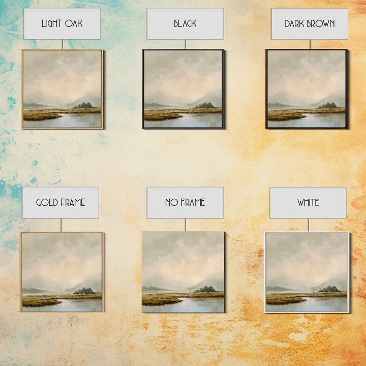 Soft Mountain Horizon Framed Canvas Print, Guest Bedroom Art, Bedroom Decor, Oil Painting, Guest, Above Bed Decor, GBA-1x1-7
