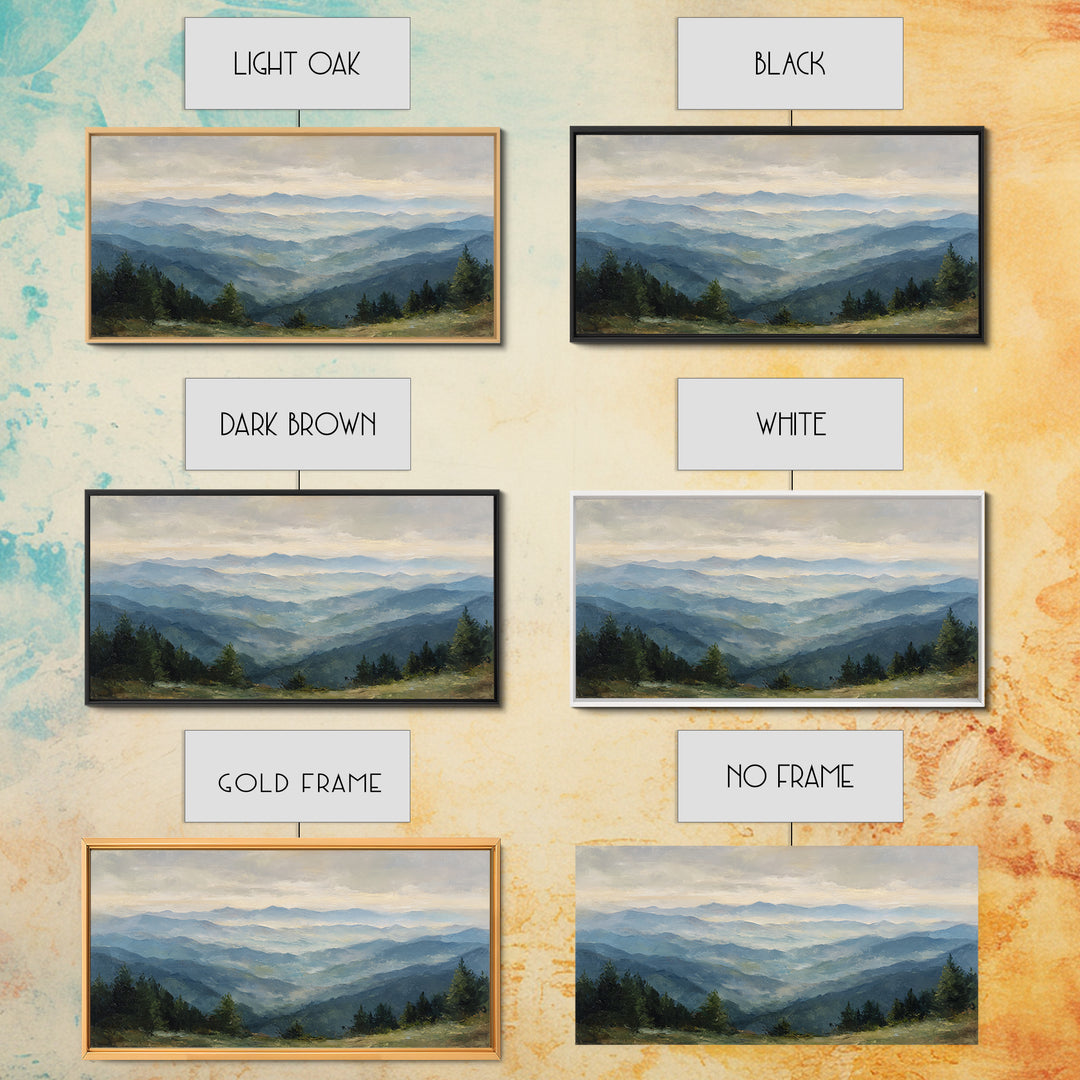 Soft Mountain Horizon Framed Canvas Print, Guest Bedroom Art, Bedroom Decor, Oil Painting, Guest, Above Bed Decor, GBA-2x1-3