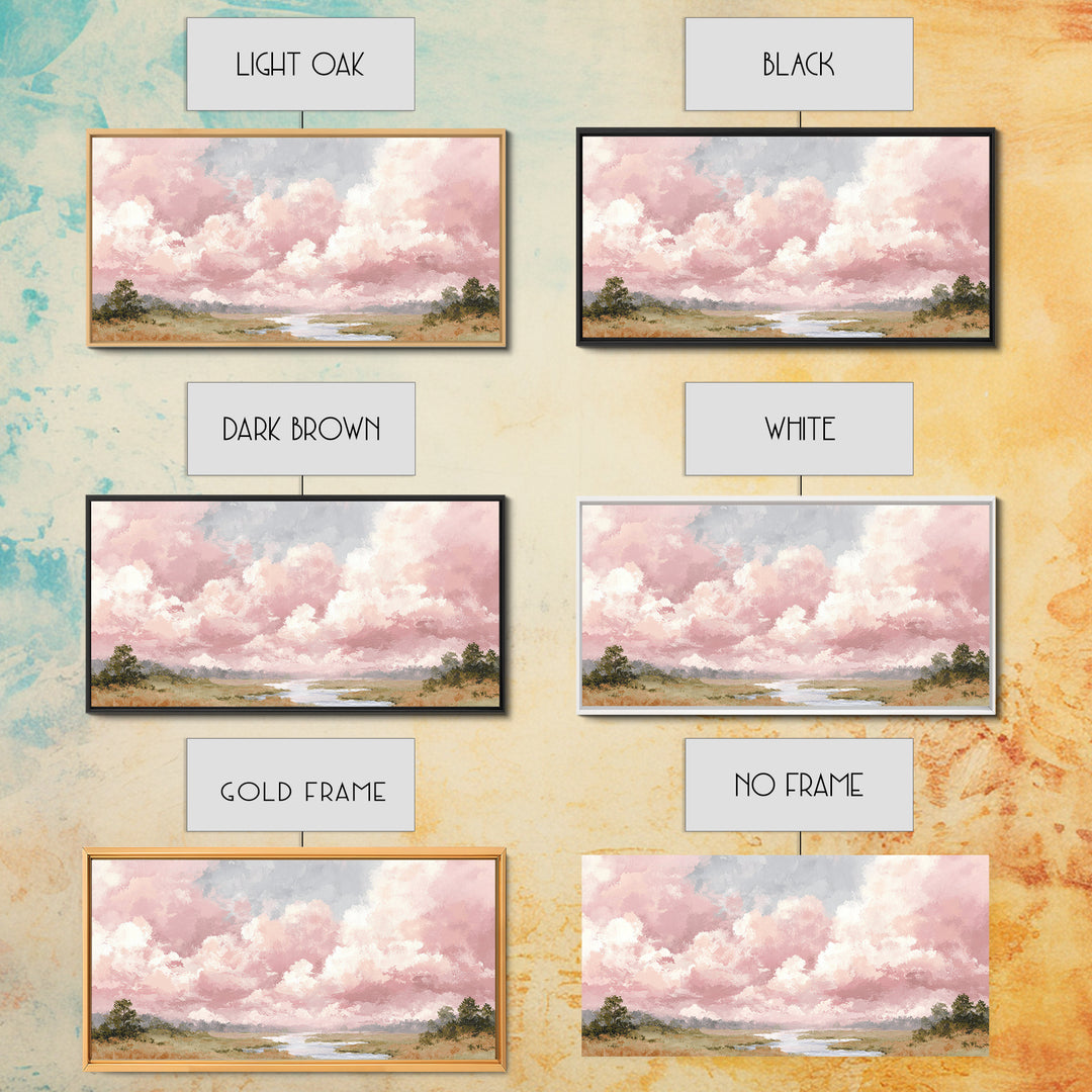 Romantic Cloudscape in Blush and Ivory Framed Canvas Print, Guest Bedroom Art, Poster, Bedroom Decor, Fine Art, Guest, GBA-2x1-7