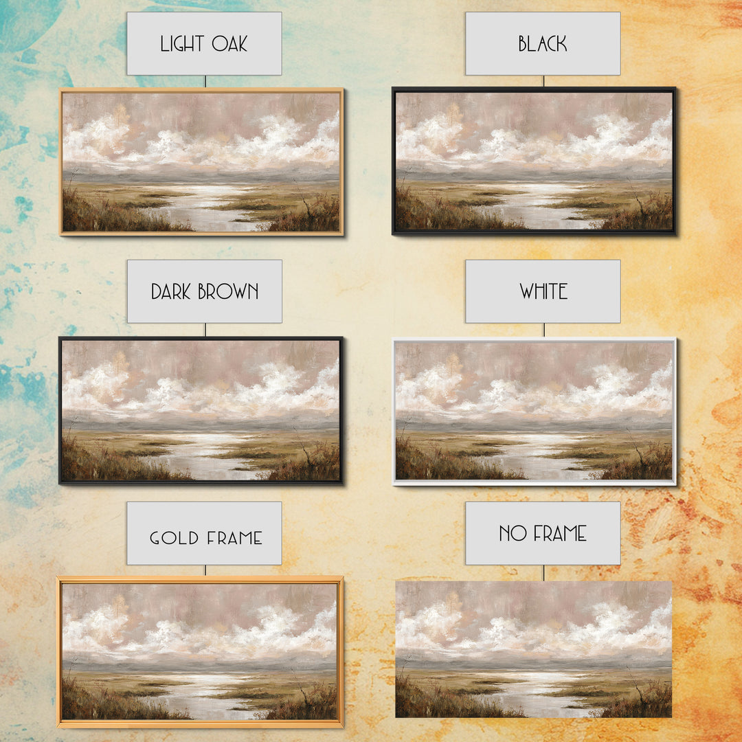 Romantic Cloudscape in Blush and Ivory Framed Canvas Print, Guest Bedroom Art, Minimalist Wall Art, Bedroom Decor, Guest, GBA-2x1-79