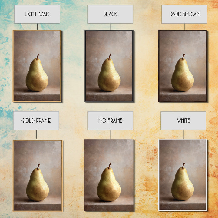 Classic Pear Still Life for Cozy Hospitality Framed Canvas Print, Guest Bedroom Art, Art Print, Bedroom Decor, Fine Art, Guest, GBA-2x3-100