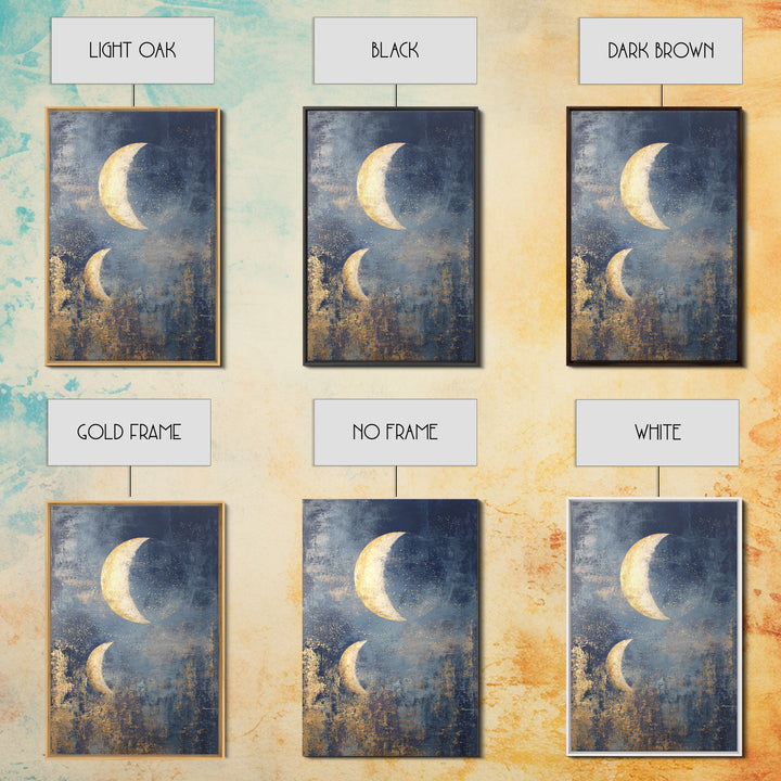 Minimal Moon and Stars Composition Framed Canvas Print, Guest Bedroom Art, Funky Wall Art, Bedroom Decor, Fine Art, Guest, GBA-2x3-24
