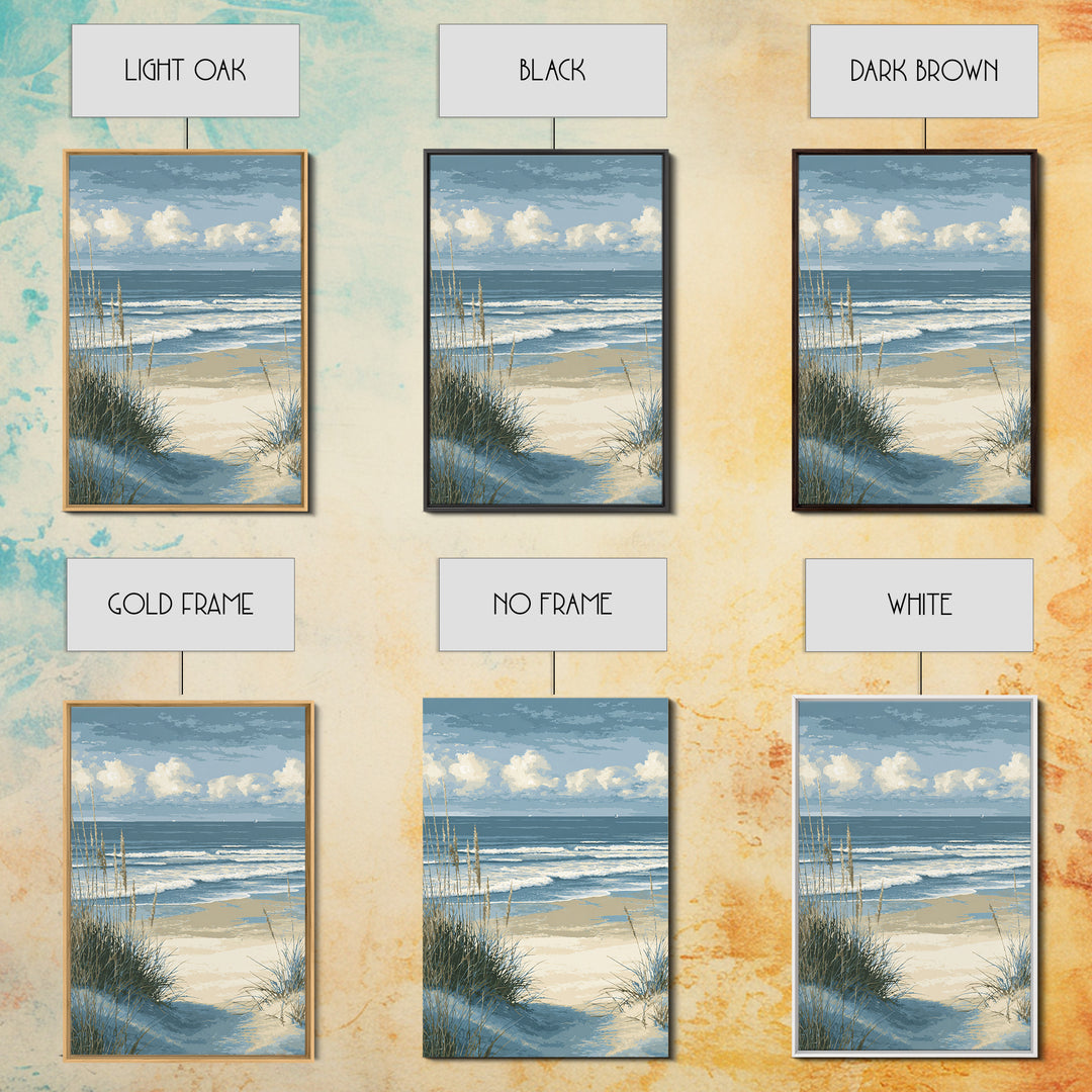 Coastal Dunes in Pale Blue and Sand Framed Canvas Print, Guest Bedroom Art, Wall Decor, Bedroom Decor, Fine Art, Guest, GBA-2x3-37