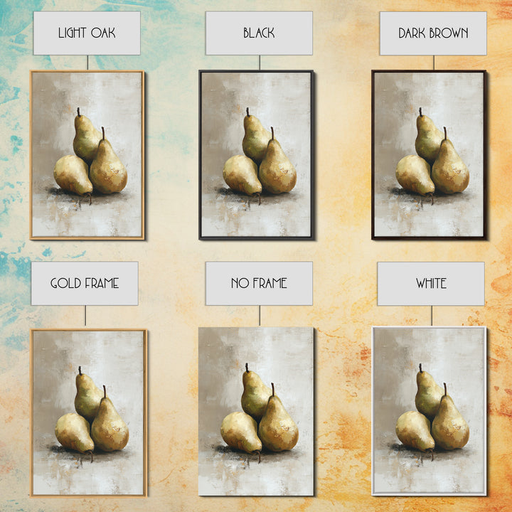 Classic Pear Still Life for Cozy Hospitality Framed Canvas Print, Guest Bedroom Art, Statement Artwork, Bedroom Decor, Guest, GBA-2x3-4