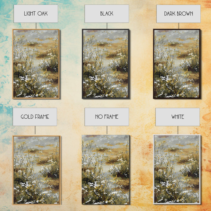 Sunlit Meadow with Delicate Flowers Framed Canvas Print, Guest Bedroom Art, Wall Art, Bedroom Decor, Fine Art, Guest, GBA-2x3-47