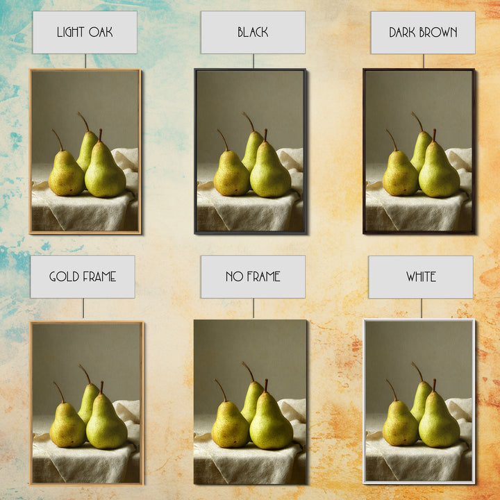 Classic Pear Still Life for Cozy Hospitality Framed Canvas Print, Guest Bedroom Art, Living Room Decor, Bedroom Decor, Guest, GBA-2x3-76