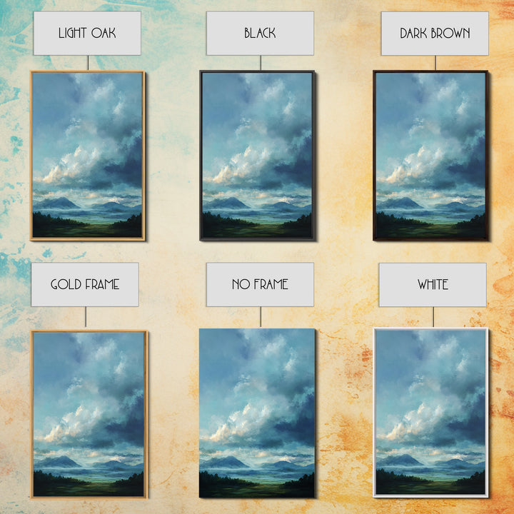 Soft Mountain Horizon Framed Canvas Print, Guest Bedroom Art, Living Room Decor, Bedroom Decor, Oil Painting, Guest, GBA-2x3-87