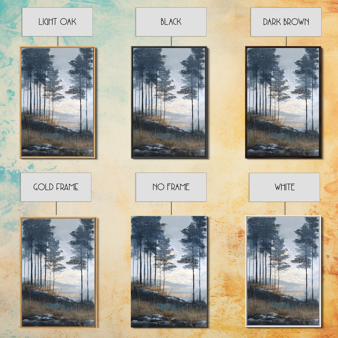 Monochrome Forest Silhouette Framed Canvas Print, Guest Bedroom Art, Bedroom Decor, Fine Art, Guest, Above Bed Decor, GBA-2x3-93