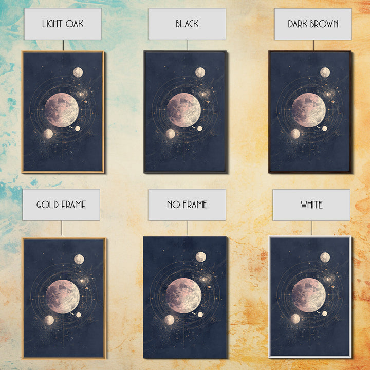 Minimal Moon and Stars Composition Canvas Print, Guest Bedroom Art, Wall Art Prints, Bedroom Decor, Guest, Cat Wall Art, GBA-2x3-96