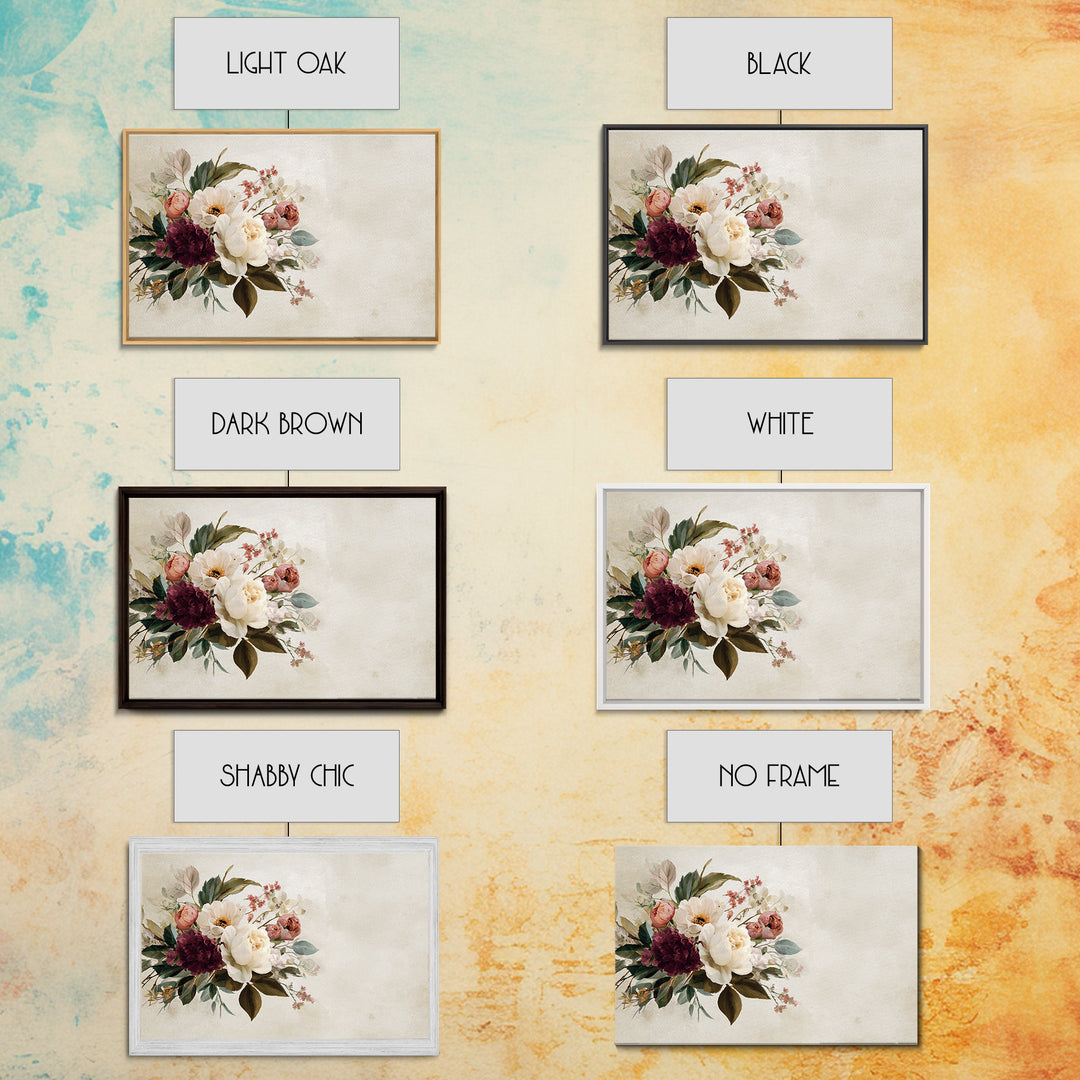 Welcoming Wildflower Bouquet Framed Canvas Print, Guest Bedroom Art, Bedroom Wall Art, Bedroom Decor, Oil Painting, Guest, GBA-3x2-5