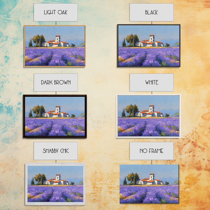 Lavender Field under Pale Sky Framed Canvas Print, Guest Bedroom Art, Living Room Wall Art, Bedroom Decor, Watercolor Art, GBA-3x2-71