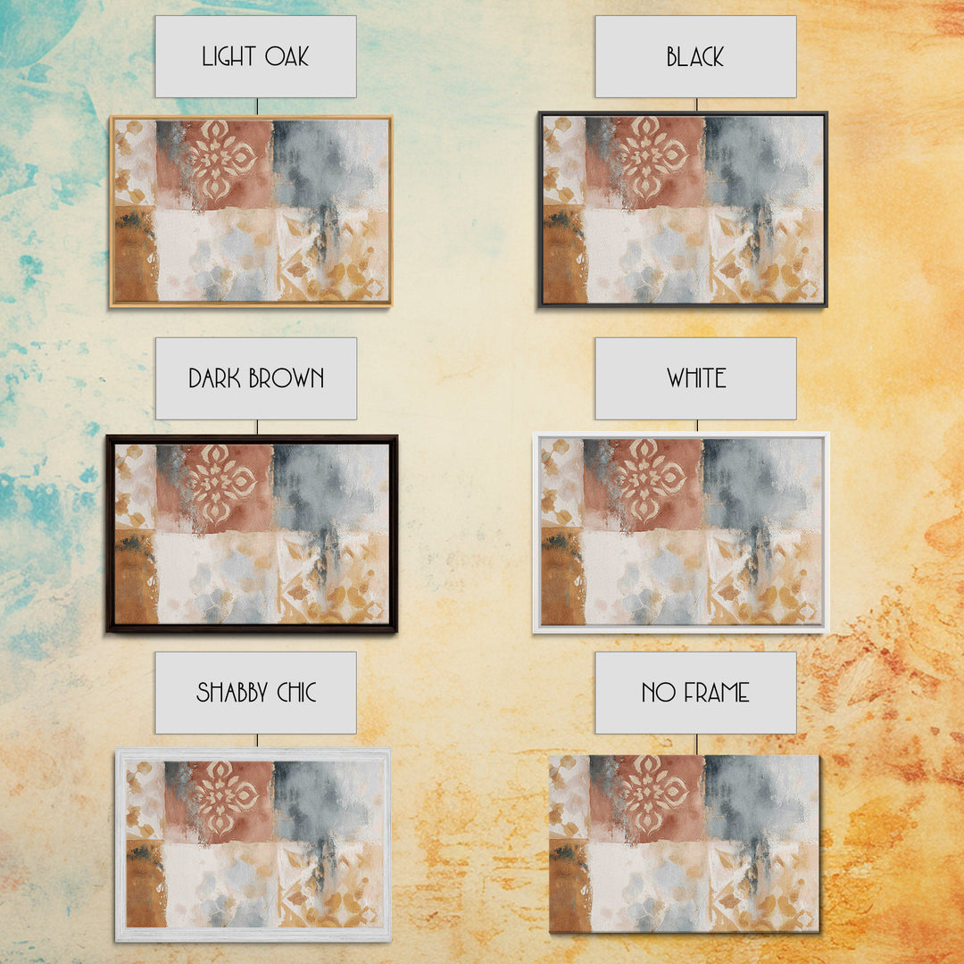 Warm Terracotta Shapes Framed Canvas Print, Guest Bedroom Art, Living Room Decor, Bedroom Decor, Guest, Farmhouse Wall Art, GBA-3x2-74
