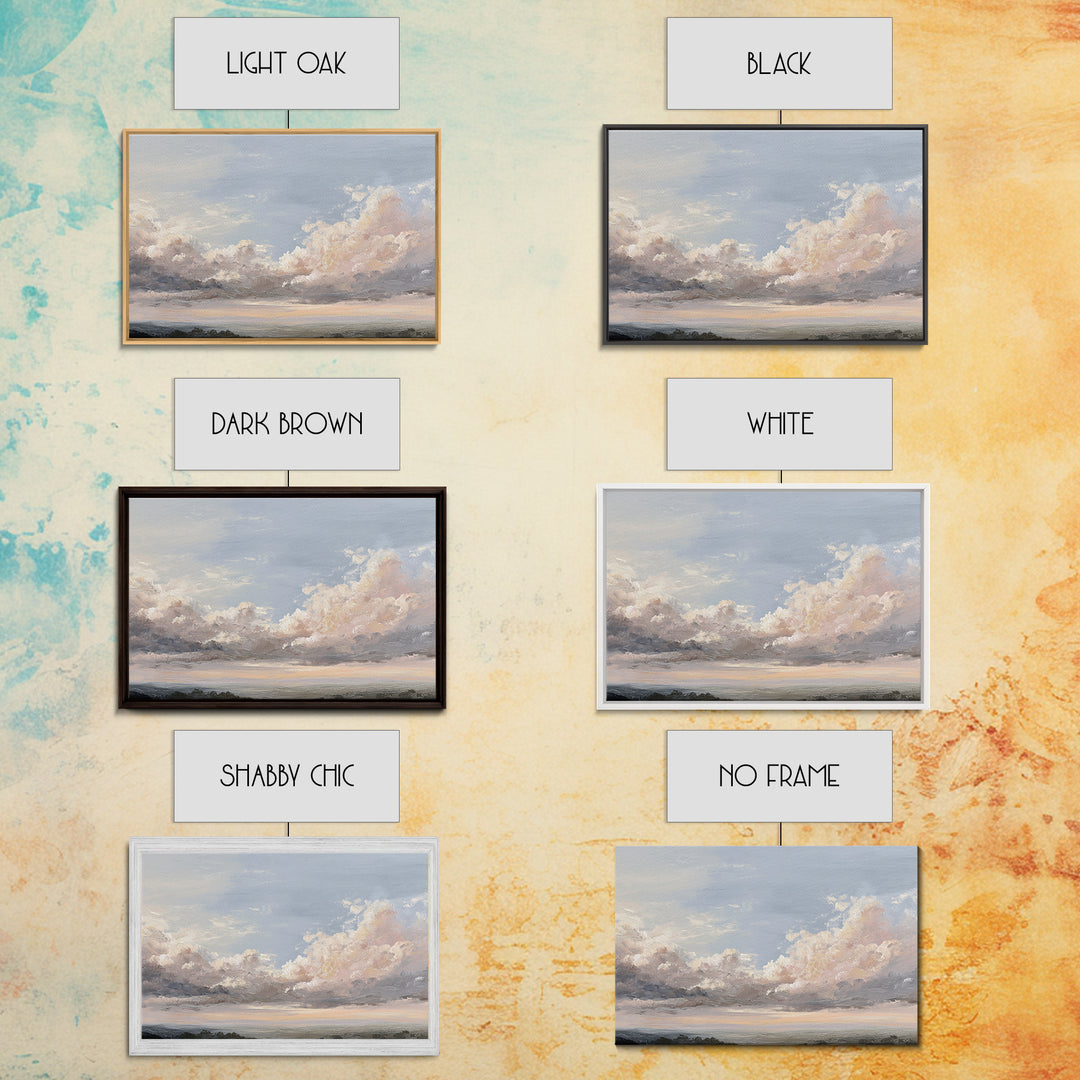 Romantic Cloudscape in Blush and Ivory Framed Canvas Print, Guest Bedroom Art, Fine Art Print, Bedroom Decor, Fine Art, Guest, GBA-3x2-87