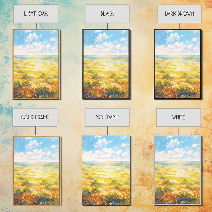 Sunlit Meadow with Loose Impressionist Brushwork Canvas Print, General Fine Art, Digital Prints, Living Room Decor, GEN-2x3-70