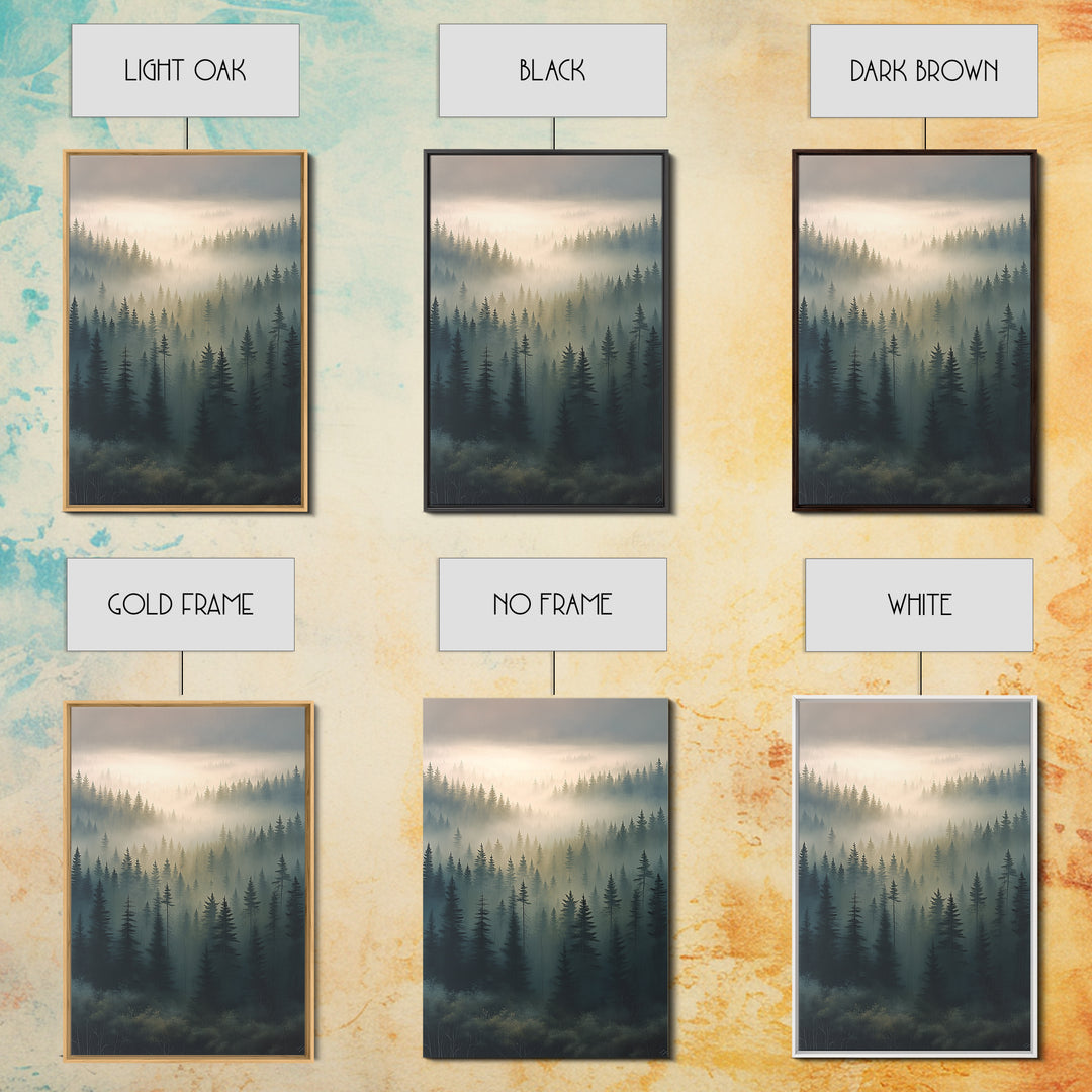 Moody Forest Clearing Framed Canvas Print, General Fine Art, Mid Century Modern, Living Room Decor, Fine Art, GEN-2x3-88
