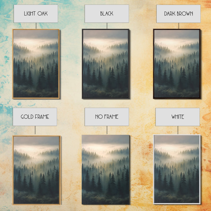Moody Forest Clearing Framed Canvas Print, General Fine Art, Mid Century Modern, Living Room Decor, Fine Art, GEN-2x3-88