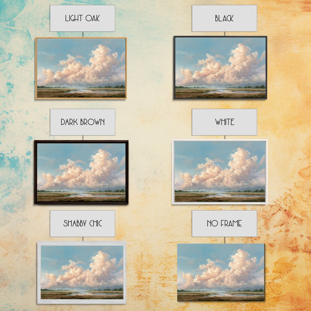 Romantic Cloudscape with Blush and Cream Tones Canvas Print, General Fine Art, Large Wall Art, Living Room Decor, GEN-3x2-70