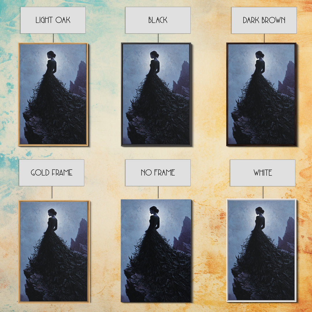 Stormy Castle Silhouette on Jagged Cliffs Canvas Print, Gothic Art, Luxury Decor, Living Room Decor, Oil Painting, Gothic, GOT-2x3-14