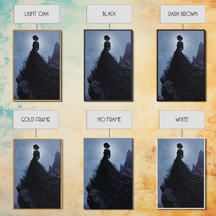 Stormy Castle Silhouette on Jagged Cliffs Canvas Print, Gothic Art, Luxury Decor, Living Room Decor, Oil Painting, Gothic, GOT-2x3-14