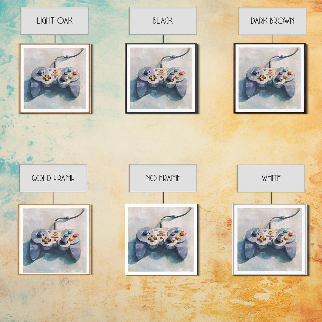 Old School Game Controller Canvas Print, Game Room Art, Girly Wall Art, Game Room Decor, Oil Painting, Play, Luxury Decor, GRA-1x1-30